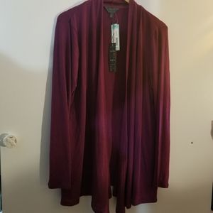 Drape front long sleeve open knit cardigan